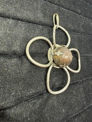 Vintage Retro Boho Hippie Big Flower Wood And Metal Pendant