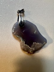 Natural Untreated Polished Chalcedony Pendant Gold Plated 18K Bail