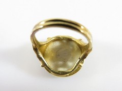 Antique Style Japanese Satsuma Iris Flower Ring Gilt Sterling Size 6.5