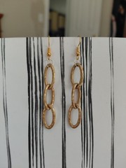 Recycled Jewelry Mixed Gold And Silver Tone Dangle Earrings Handmade