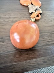 Tagua nut Necklace, Orange, Boutique Artisanal Handmade in Ecuador