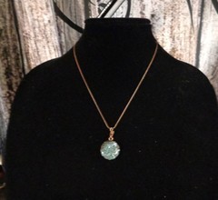 Artisan crafted,20 mm crushed apatite and copper pendanton 18” red copper snake