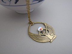 Egyptian Revival Necklace Isis Vintage Pendant Unisex Antiqued Gold Brass Gift