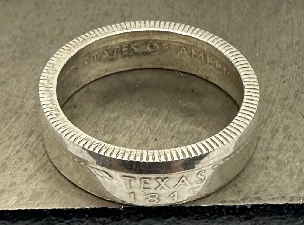 Texas 90% Silver US State Quarter Coin Ring – Sizes 5-11