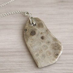 Petoskey Stone Necklace Michigan Fossil Pendant Statement Jewelry