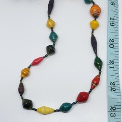 One Of A Kind Colorful Uganda Artist Made Recycled Paper Beads Necklace 46” Long