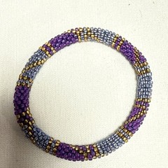 Sashka Bracelets Roll On Glass Beads Purple And Brown Set Of 3