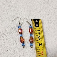 Handcrafted Jewelry 23″ Amber & Blue Facet Glass Teardrops Necklace Earring Set