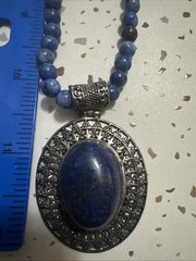 Lapis Lazuli Beaded Pendant Necklace
