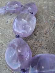 Necklace Amethyst Large Stones Pale Purple 19″ 48.5cm silver clasp Аметист натур