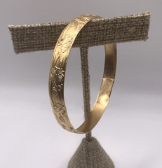 Small Hawaiian Floral Scroll 7mm Rigid Bangle Gold Filled 1/20 14K