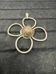 Vintage Retro Boho Hippie Big Flower Wood And Metal Pendant