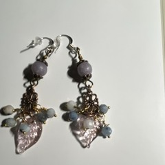 Handcrafted Multicolor Beaded Leaf Dangle/Drop Earrings, FrenchHook earwires