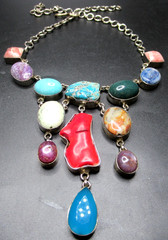 Gorgeous Assorted Genuine Gemstones Artisan Bib Necklace