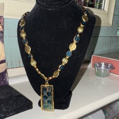 Handcrafted Multicolor Beaded Glass Statement Necklace Charm Pendant Bohemian