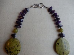 22″ GRADE A, ATLANTISITE (stichtite & serpentine) & AMETHYST BEAD NECKLACE