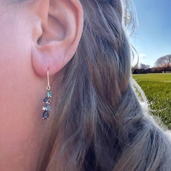 14K Rose Gold Filled Lab Made Swiss Blue Topaz and Sapphire Earrings