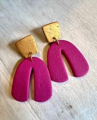 Earrings Statement Earrings Handcrafted Artwork Gold Pink Arches