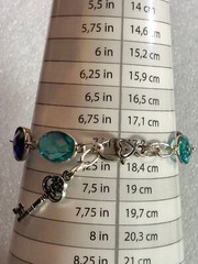 Silver MultiColor Simulated Gemstone BiColor Ametrine Bracelet Key Charm 7623