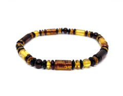Amber Bracelet Gift Big Size Unisex Baltic Amber Beads Tablet Barrel Round 7645
