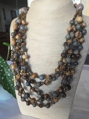 Tagua Nut ACai Seeds Organic Necklace, Multi Strand, Pale Shades, Ecuador