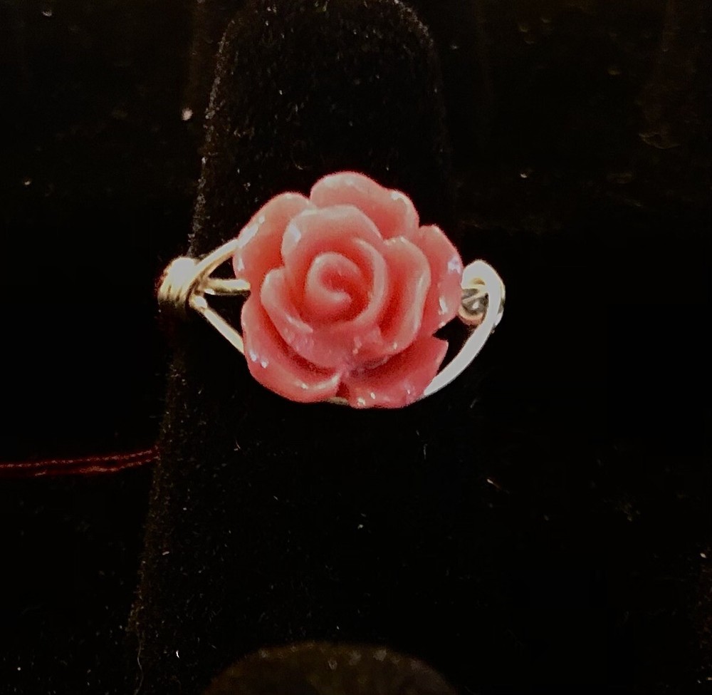 Rose Color Rose Rings In Silver Plated Wire Sizes 4.5 & 10. Jewelry, Gifts