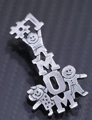 Antique sterling silver handmade brooch, 925 save the children, Number one mom
