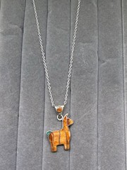 Peruvian Artistry Multi Gemstone Orange Llama Pendant With Sterling Silver 18 In