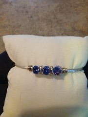 Ladies Sterling Silver 14K Gold Filled Wire Wrap Bracelet Deep Blue EarthGrace