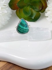 Southwest Malachite Chrysocolla Ring Size 9 1/4 9.25 Sterling Silver 925 Overlay
