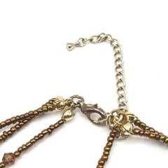 Golden Yellow Brown Mother of Pearl Seed Bead 3 Multi Strand Necklace 18″
