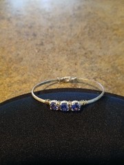 Ladies Sterling Silver 14K Gold Filled Wire Wrap Bracelet Deep Blue EarthGrace