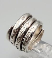 Vintage Sterling Silver Ring Ethnic Hill Tribe Stamped Adjustable Snake Coiled