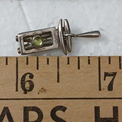 Artisan Silver Post Earrings with Green Stone Handcrafted