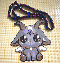 Handcrafted Multicolor Plastic Beaded Necklace Animal Charm Pendant, Pixel Art