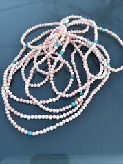 Jay King DTR 3.7mm Pink Angel Skin Coral & Turquoise Bead 100″ LONG Necklace