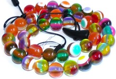 Sobral Planets Limited Edition Transparent Stripe Beads Artist Made 30″ Necklace