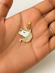 14k Solid Gold Unicorn Pendant, Unicorn Necklace, Rainbow Unicorn Charm, Horse