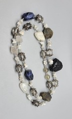 Natural Raw Stone Labradorite Moonstone Sodalite Bead Clear Quartz Necklace N1D