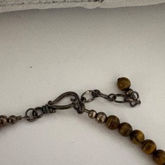 Tigers Eye Beaded Necklace Textured Square Pendant Boho Artisan Jewelry 18 in