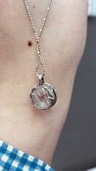 Natural Blue Needle Sphere W/925 Leaf Shape Frame Pendant Pls Read Description