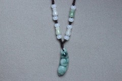 Cert’d Natural Green A Jadeite jade Hand-Carved Green beans Pendant