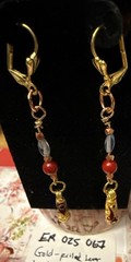 Gold Filled Leverback With Glass, Enamel, Gold, Copper