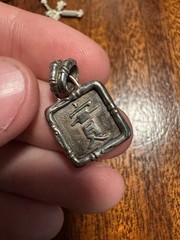 Vintage Sterling Silver 925 4g Square Chinese Asian Character Pendant
