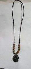 Serpentine Peyote stone Guatemala necklace, Unakite beads adjustable.