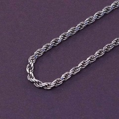 30″, 3mm, vtg Sterling silver necklace, Italy 925 rope chain