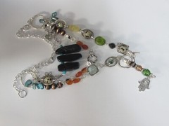 Handmade  layered 24 inch  adjustable necklace 27 1/2 total gemstones
