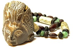 Hand Carved Mexican Artisan Necklace Carved Soapstone Pre-Columbian Style