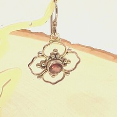 Sterling Silver Garnet Flower Earrings New Designer Vera Wolf