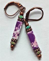 IMPERIAL JASPER purple Rainbow Crystal earring COPPER LEVERBACK handcrafted XGE